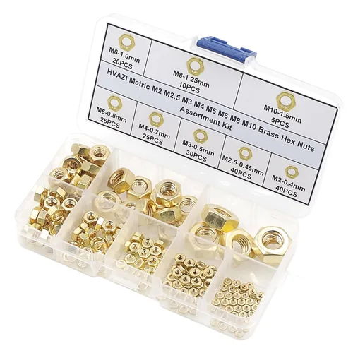 Vista 2 de Kit de tuercas hexagonales de latón métricas M2 M2.5 M3 M4 M5 M6 M8 M10