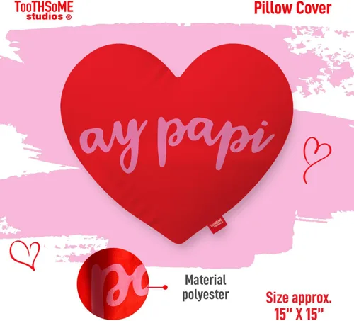 Vista 2 de Ay Papi - Funda de almohada de poliéster con forma de corazón de 15 x 15 pulgadas (relleno/relleno no incluido), diseño de corazón latino con tema