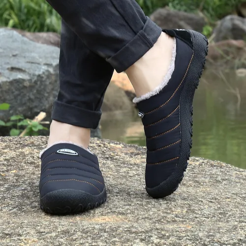 Vista 8 de UBFEN - Pantuflas cálidas de invierno para hombre y mujer con forro de felpa mullida, zapatos de casa con suela de caucho antideslizante