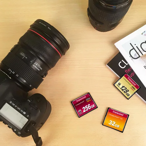 Vista 3 de Transcend CF133 CompactFlash Tarjeta de memoria 1 GB, hasta 30 MB/s, tarjeta de cámara DSLR, flash MLC NAND, ECC, compatible con modo