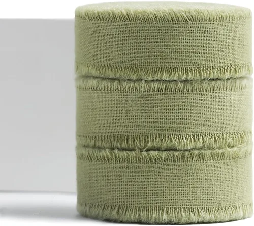 Vista 11 de Cinta de algodón de 5/8 pulgadas x 21 yardas, cinta de tela deshilachada hecha a mano verde oscuro para envoltura de regalos, invitaciones de boda