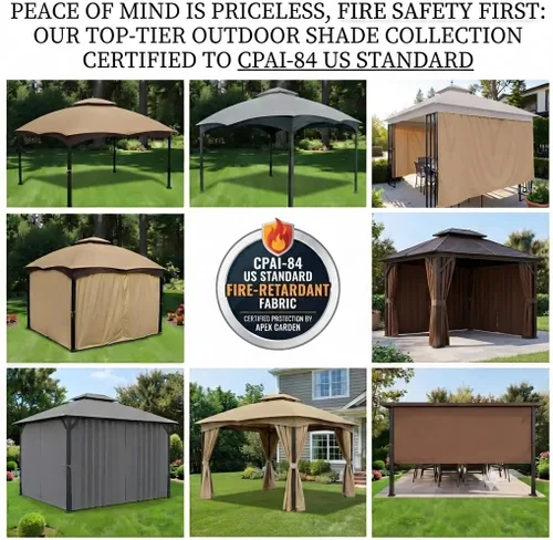 Vista 4 de APEX GARDEN Toldo Superior de Repuesto para Gazebo Lowe's Allen Roth 10X12 #GF-12S004B-1 (Gris)