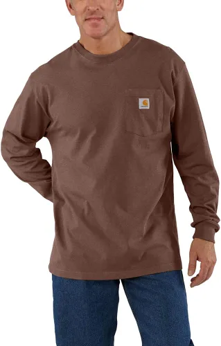 Vista 27 de Carhartt Camiseta de trabajo de manga larga con bolsillo para hombre Negro