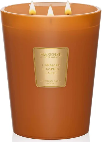 Vista 24 de M&SENSE - Vela de cera de soja natural aromática de 35 onzas, extragrande, 3 mechas, 150 horas, larga duración, combustión lenta, para decoración