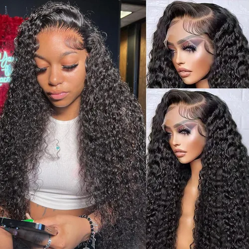 Vista 9 de Pelucas de cabello humano lacio para mujeres negras, encaje frontal de 13 x 4 pulgadas, previamente despuntada, sin pegamento, HD frontal, negro