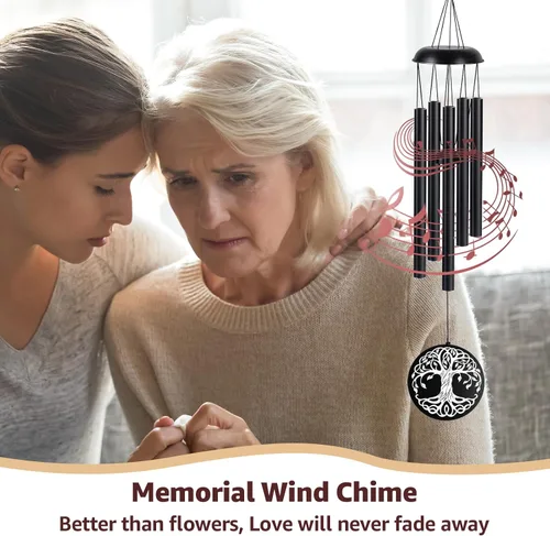 Vista 2 de Campanillas de viento de condolencias por pérdida de un ser querido, campanillas de viento conmemorativas para padre perdido, regalo de duelo