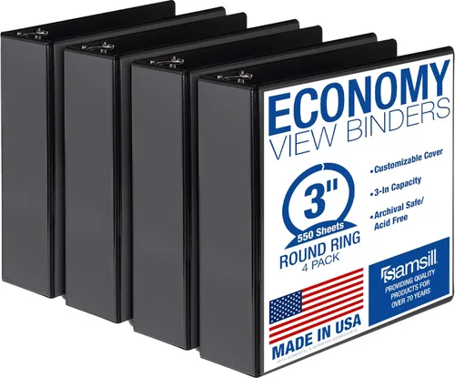 Vista 28 de Samsill Carpeta de 3 anillos de 1 pulgada, fabricada en Estados Unidos, anillo redondo económico, cubierta transparente, capacidad de 200 hojas