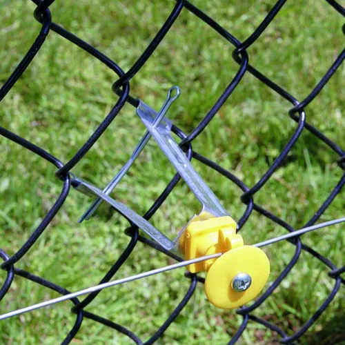 Vista 3 de Zareba Aislador de cadena para cercas eléctricas, 10 aisladores incluidos, resistente, duradero, para valla de eslabones de cadena, amarillo