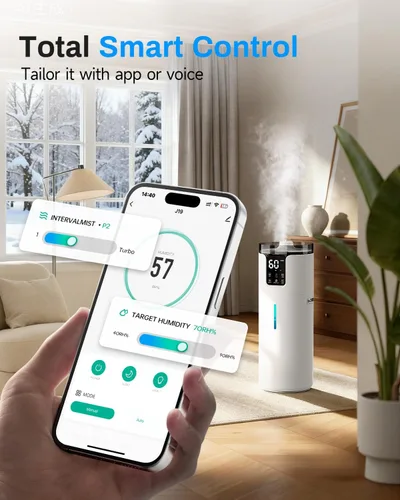 Vista 4 de Lacidoll Humidificador inteligente de 16 litros para habitación grande, humidificador para toda la casa para el hogar, 1500 pies cuadrados