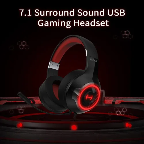 Vista 2 de HECATE by Edifier G33 - Auriculares USB para juegos sonido envolvente 71 auriculares sobre la oreja con micrófono desmontable con cancelación