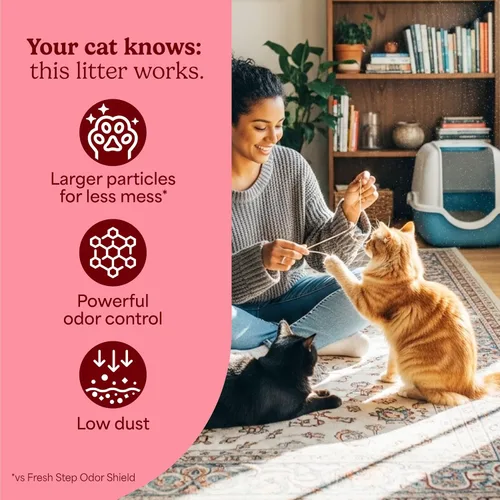 Vista 9 de Fresh Step Clean Paws Arena para gatos con frescura Febreze, Arena aglomerante avanzada para múltiples gatos con bajo seguimiento, 37 libras