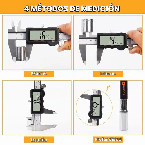 Vista 6 de HARDELL Calibre digital de 6 pulgadas, calibradores recargables, reinicio