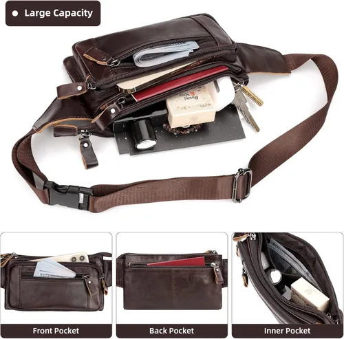 Vista 4 de HUMERPAUL Bolso bandolera para hombre y mujer, Café, Moderno