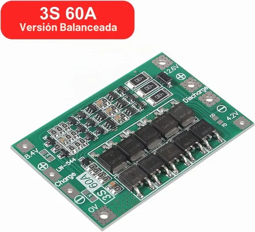 Vista 2 de 4PCS 3S 60A 12.6V 18650 Cargador PCB BMS Placa de protección de batería de litio de iones de litio Cargador de equilibrio Módulo de carga para motor