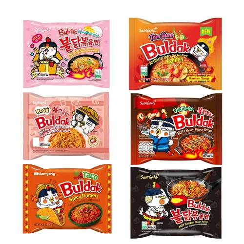 Vista 7 de MUNCHII TIME Paquete variado de fideos ramen picantes Buldak coreanos - 4 sabores diferentes - Colección de fideos Buldak (4 paquetes picantes)