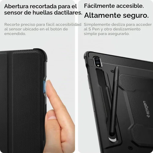 Vista 6 de Spigen Funda Rugged Armor para Galaxy Tab S8 (2022) / Tab S7 (2020) con soporte para bolígrafo S integrado, color negro