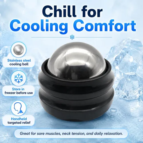 Vista 3 de Flyfan Bola Giratoria para Masaje en Frío - Regalos para Relleno de Calcetas para Hombres, Mujeres, Adolescentes, Niños, Se Mantiene Fría durante 6