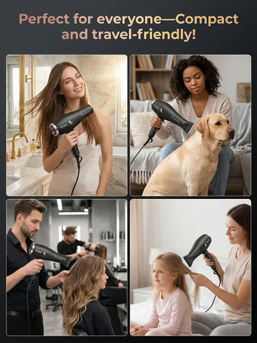 Vista 9 de Secador de pelo de salón, secador de pelo profesional, motor de CA con difusor para mujeres y hombres, secado rápido 5X, potente y silencioso