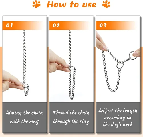 Vista 5 de TagME Collar de cadena para perros, collar ajustable a prueba de clima para perros pequeños y cachorros, collar de entrenamiento de mascotas