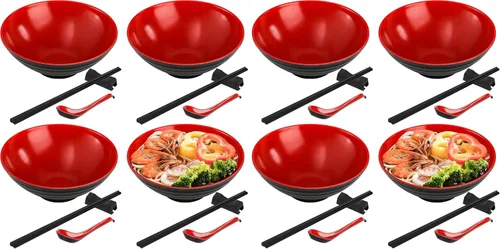Vista 7 de Lyellfe Juego de cuencos de ramen japonés de 16 piezas, 4 piezas, calidad
