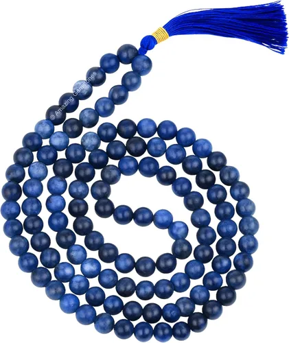 Vista 120 de Collar y Pulsera de Cuentas de Oración Japa Mala de Amazing Gemstone, 108 Cuentas para Meditación turquesa (African Turquoise)