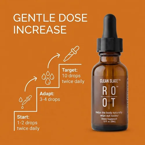 Vista 4 de Root Clean Slate por Dr. Rahm - Gotas de desintoxicación avanzada con ácido silícico biodisponible y vitamina C - Suplemento natural de limpieza