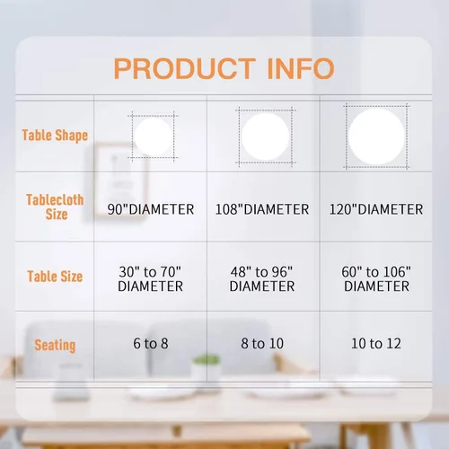 Vista 2 de Paquete de 6 manteles redondos de 108 pulgadas, tela de poliéster a granel, mantel lavable decorativo para bodas, restaurantes, banquetes, fiestas.