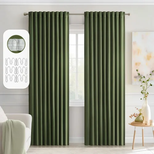 Vista 48 de MIULEE Cortinas opacas con pestaña trasera de 63 pulgadas de largo, juego de 2 paneles para sala de estar, dormitorio, privacidad, bolsillo