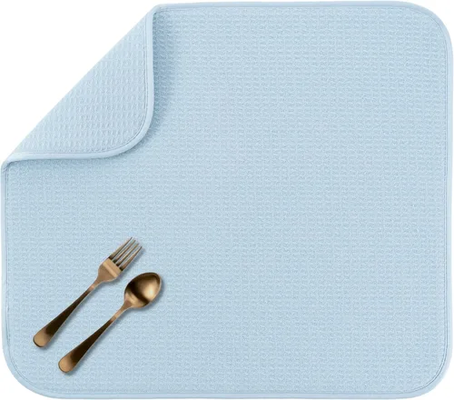 Vista 46 de S&T INC. Tapete de microfibra para secado de platos, reversible y absorbente para cocina, de 16 x 18 pulgadas, color negro