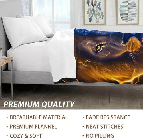 Vista 3 de SARA NELL Manta de león de rayo de fuego y hielo, manta genial para hombres, mujeres, adolescentes y niños, regalo único con estampado de animales