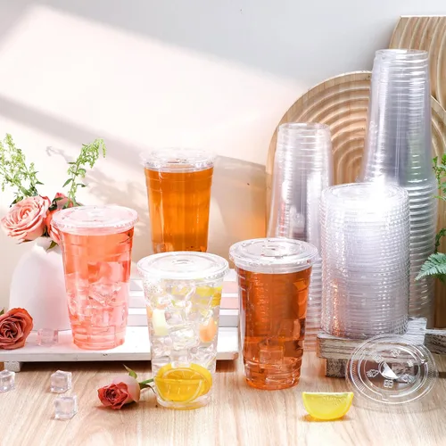 Vista 4 de Skylety - Juego de 500 vasos de plástico transparente de 24 onzas con tapas