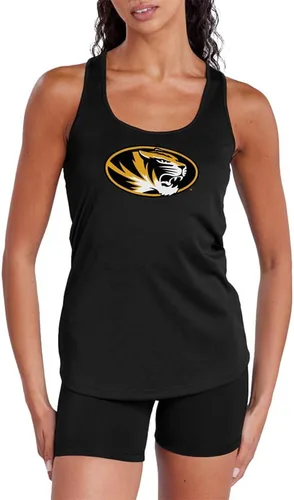 Vista 425 de Camiseta deportiva sin mangas oficial de NCAA Collegiate para mujer, con espalda cruzada, colección con logotipo primario