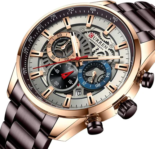 Vista 2 de FANMIS Reloj de pulsera de cuarzo analógico de acero inoxidable impermeable para hombre