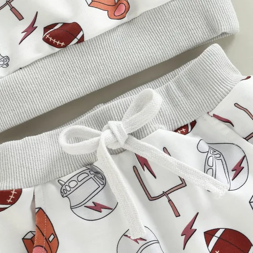 Vista 7 de Conjunto de 2 piezas de ropa de otoño e invierno de punto gofre, sudadera de manga larga y pantalones