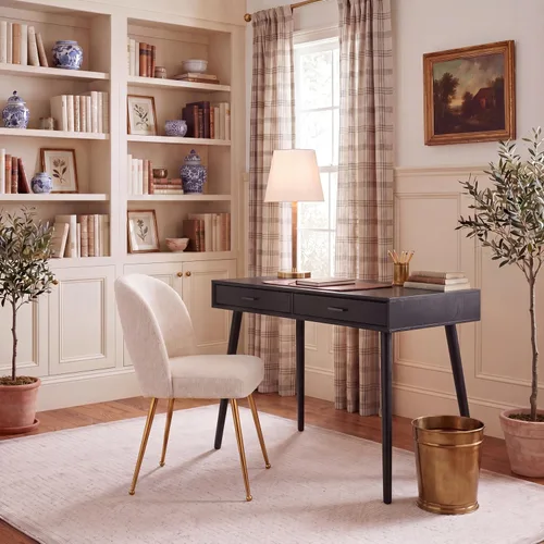 Vista 2 de SAFAVIEH Home Collection O'Dwyer Mid-Century - Escritorio retro negro con 2 cajones