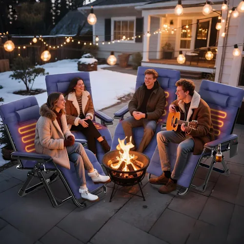 Vista 2 de Suteck Heated Zero Gravity Chair, 29" XL Oversized Reclining Lounge Chairs Blue