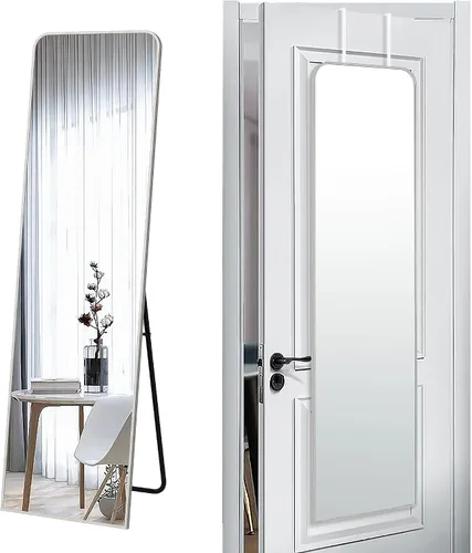 Vista 22 de SCWF-GZ Espejo rectangular de longitud completa de 24 x 36 pulgadas, montado en la pared o contra la pared, aleación de aluminio, marco de metal