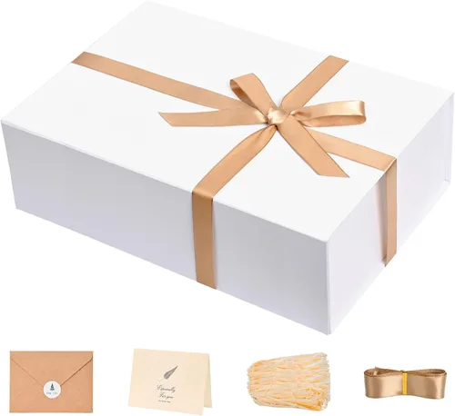 Vista 40 de LIFELUM Square Gift Box with Magnetic Lid, Card, Sticker, Ribbon, Shredded Paper Filler for Business, Wedding, Birthdays