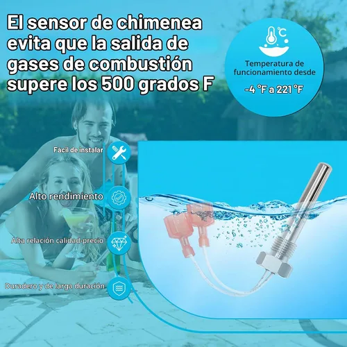 Vista 4 de Funmit 42002-0024S Sensor de Flue de Pila de Reemplazo para Sistema Eléctrico de Calentadores de Piscina y Spa Pentair Sta-Rite MasterTemp