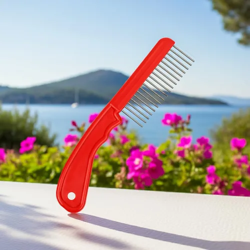 Vista 9 de The Hair Doctor - Peine de pelo extra largo de 1 1/4 pulgadas con dientes giratorios suaves y sedosos para evitar daños en el cabello (rojo hermoso)