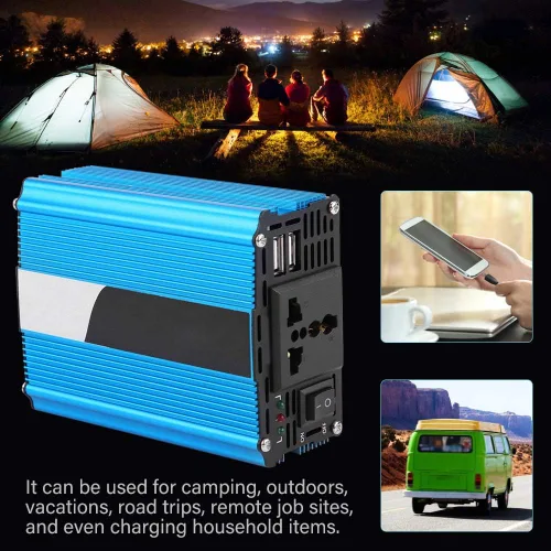 Vista 2 de 500W DC 12V a AC 220V-240V pico 600W convertidor de coche adaptador USB dual