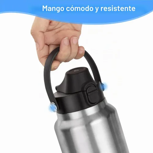 Vista 3 de Tapa con pico automático para botellas YETI Rambler, se adapta a botellas de 18/26/36/64 onzas, tapa de repuesto con botón de presión y asa Negro