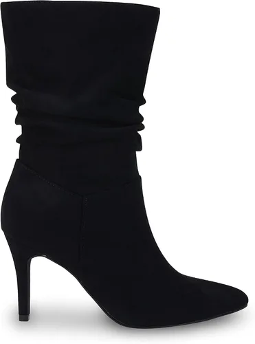 Vista 4 de Coutgo Botas holgadas de media pantorrilla para mujer, de gamuza y tacón alto, sin cordones, sexis, puntiagudas
