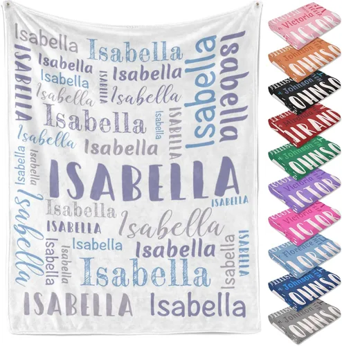 Vista 12 de Manta personalizada con texto y nombre para adultos y niños, regalo para cumpleaños, boda, día de San Valentín (30 x 40 pulgadas)