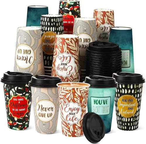 Vista 11 de Paquete de 50 tazas de café desechables de 16 onzas con tapas
