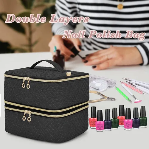 Vista 7 de LUXJA Organizador de esmalte de uñas desmontable de 2 capas, 60 botellas, Negro Se adapta a botellas de esmalte de uñas de 0.5 onzas líquidas