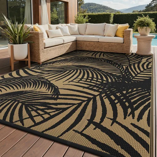 Vista 20 de GENIMO - Alfombra para exteriores de 6 x 9 pies, para patio, espacios amplios, reversible, de pajillas de plástico, alfombra impermeable para Azul