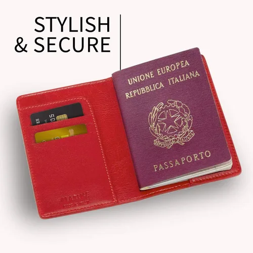 Vista 4 de Funda de pasaporte billetera de pielHecho En Italia