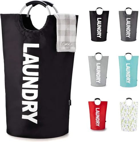 Vista 9 de Caroeas Cesta de Ropa de 90L (13 Colores), Cesta de Ropa Impermeable, Bolsa de Ropa con Asas Acolchadas, Cesta de Ropa, Cesta de Ropa Plegable
