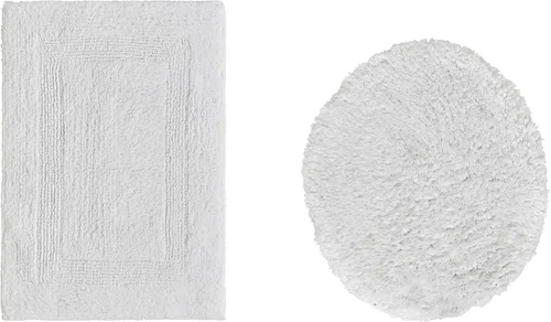 Vista 572 de Better Trends - Juego de 2 alfombras de baño 100% algodón, extra suaves, con borlas, de 17" x 24", alfombra de baño superabsorbente y reversible